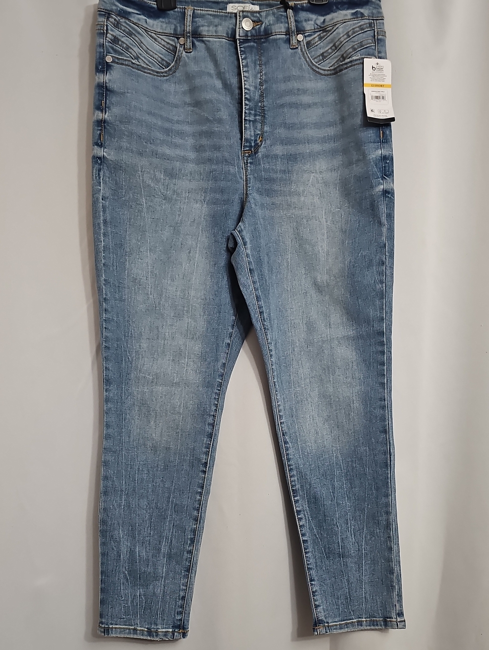 Sofia Jeans Rosa Super Hi-Rise Curvy Skinny Ankle Size 12 Short Medium Wash New